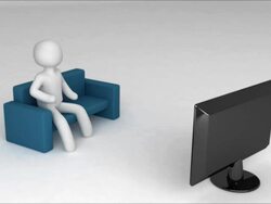3D guy sits and watchs TV Stock Footage