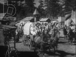 Settlers arrive and build houses, USA, 1960s Stock Footage