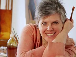 MS Shot of woman painter in her studio / Lamy, New Mexico, United States Stock Footage