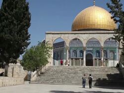 Jerusalem, Tempel Mount (Har Habayit), Al-Aqsa Mosque with the Dome  of the Rock Stock Footage