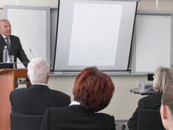 HD: Businessman Having Speech Stock Footage