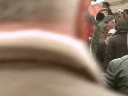 MS People at Turkish marketplace on Maybachufer street in Kreuzburg during winter / Berlin, Germany Stock Footage