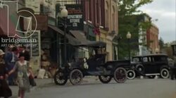 People in a busy town, 1930s - reenactment Stock Footage