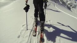 POV of a young man cross-country skiing with friends. Stock Footage