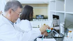 people doing chemical experiment in lab 4k Stock Footage