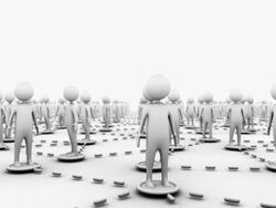 Camera tracks screen-right across innumerous connected people Stock Footage