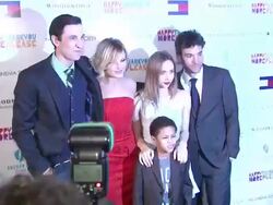 Actor Pablo Schreiber, Actress Malin Akerman, Actress Zoe Kazan, Director Josh Radnor and Actor Michael Algieri (Front) Stock Footage