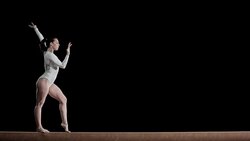 LD Gymnast performing routine on balance beam Stock Footage