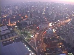 AERIAL, Brazil, Sao Paulo, Cityscape at dusk Stock Footage