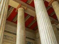 TU Propylaea (Propylaeen) In Koenigsplatz (King's Square) (4K/UHD to HD) Stock Footage