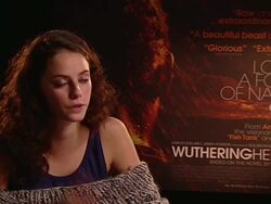 INTERVIEW Kaya Scodelario on Andrea Arnold being very honest as a director at the Wuthering Heights Interview at London England. (Footage by WireImage Video/Getty Images Entertainment Video) Stock Footage