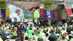 Lenin Moreno, former vice president of Ecuador at a Political Rally. Stock Footage