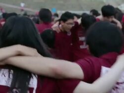 CU Young Students dancing and cheering in Festival / Seoul, South Korea Stock Footage