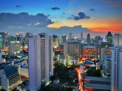 Sunset over the city Stock Footage