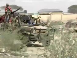 Truck with Somali militia men Stock Footage