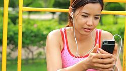 Asian Girl with music Stock Footage