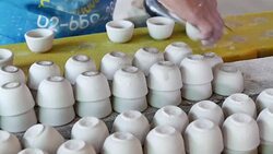 Clay cups Stock Footage