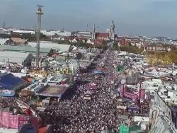 WS POV View of Oktoberfest area seen from gigant wheel / Munich, Bavaria, Germany Stock Footage