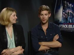 INTERVIEW: Jodie Whittaker and Luke Treadaway on language style used in the film at the Attack the Block Interviews at London England. (Footage by WireImage Video/GettyImages) Stock Footage