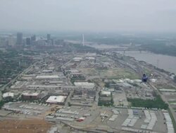 AERIAL WS TS Helicopter moving over city / St Louis, Missouri, United States  Stock Footage