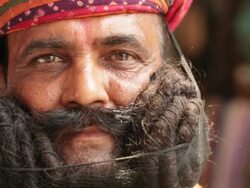 Portrait of a rajasthani man, Rishikesh, Uttarakhand, India Stock Footage