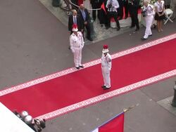 French President Nicolas Sarkozy at the Monaco Royal Wedding: Religious Ceremony Arrivals at Monaco . (Footage by WireImage Video/Getty Images Entertainment Video) Stock Footage