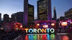 Toronto Nathan Phillips Square during the Pan American Games Stock Footage