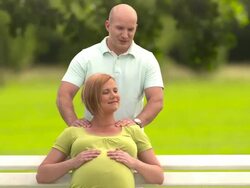 HD: Happy Pregnant Couple In The Park Stock Footage