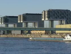 WS Rhine and Crane houses / Cologne, North Rhine Westphalia, Germany Stock Footage