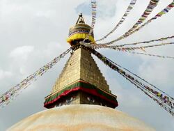 MS Shot of Boudhanath Stupa / Katmandu, Nepal Stock Footage