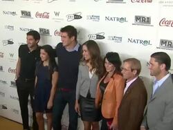 Aly Reisman, Bart Conner, Evan Lysacek, Lenny Krayzelburg, Nadia comaneci, Natalie Coughlin, Nathan Adrian, Rebecca Soni Stock Footage