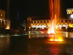 Yerevan, night scene of the fountains in the Republic square Stock Footage