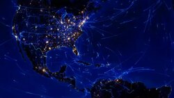 World connections. Aerial, maritime, terrestrial routes/country borders. Central America. Stock Footage