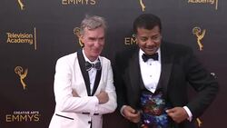 Bill Nye, Neil deGrasse Tyson at 2016 Creative Arts Emmy Awards - Day 2 Stock Footage