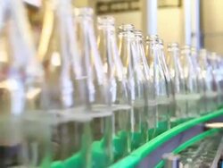 CU Soft Drink Bottling Line Stock Footage