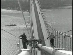 Construction workers continue working on the George Washington Bridge in New York City. News Clip