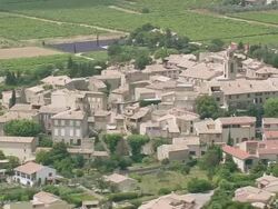 WS AERIAL Shot of houses in Visan / Rhone Alpes, France Stock Footage