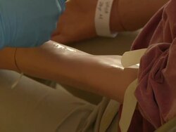 Training health care workers to draw blood at CDC in Alabama Stock Footage
