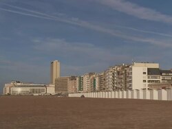 WS View of buildings at Ostend beach / Ostend, Flanders, Belgium Stock Footage