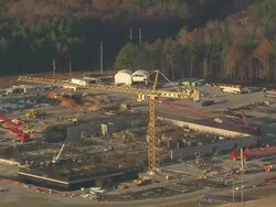 MS AERIAL Work in progress at Savannah River Nuclear sites (four inactive) / South Carolina, United States Stock Footage