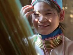 CU TD TU Shot of Young woman weaving / Inle Lake, Shan State, Myanmar   Stock Footage