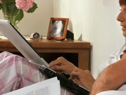 HD DOLLY: Senior Couple With Laptop Stock Footage