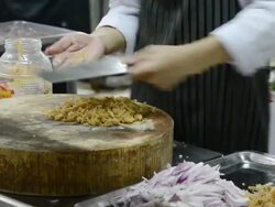 Slicing Pickle turnip Stock Footage