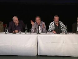 INTERVIEW - The cast on the production size and Stephen Hawkings at the Monty Python press conference, on 30th June 2014 in London, England Stock Footage