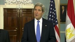 Kerry meets Fahmy, both comment on Brotherhood death sentences News Clip