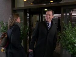 Willie Geist and Savannah Guthrie outside Oceana r Stock Footage