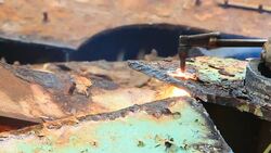 Cutting metal plates Stock Footage