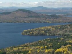 WS ARIEAL View of Flagstaff lake with peaks / Maine, United States Stock Footage