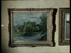 ARCHIVAL - Works of art in gallery, Glasgow, Scotland, UK.  1959 Stock Footage