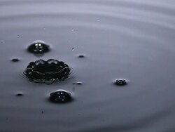 ECU SLO MO Shot of Drop of water falling into water / Vieux Pont, Normandy, France Stock Footage